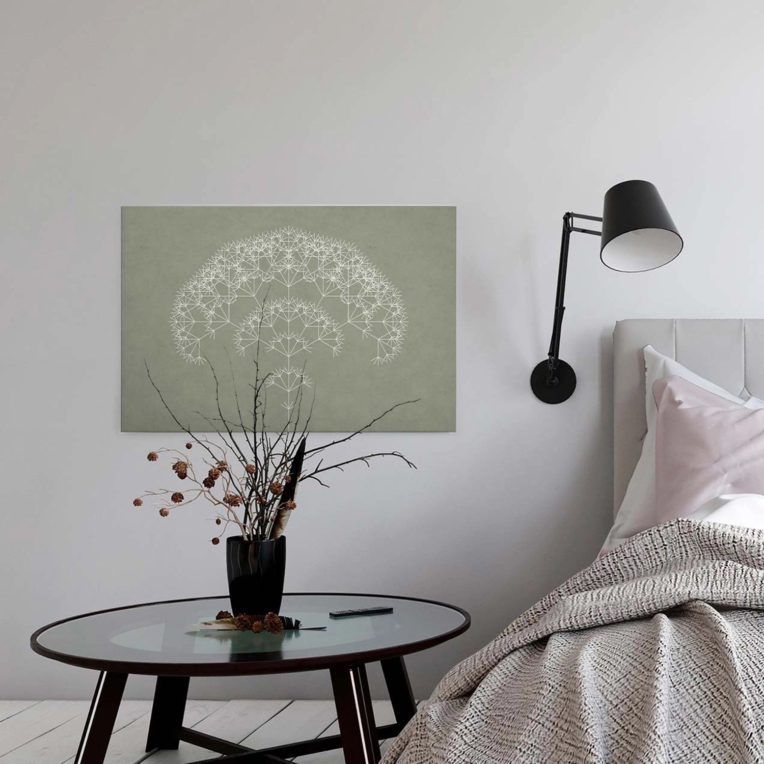Bricoflor Pusteblume Leinwand Bild In Betonoptik Modernes Wandbild Mit Grafik Motiv Leinwandbild Ideal In Grau Grün Für 