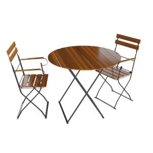 Lex Biergarten Set Sitzgruppe Biergartenmöbel  Stuhl Armlehnen Tisch Ø 80 cm 3tlg.