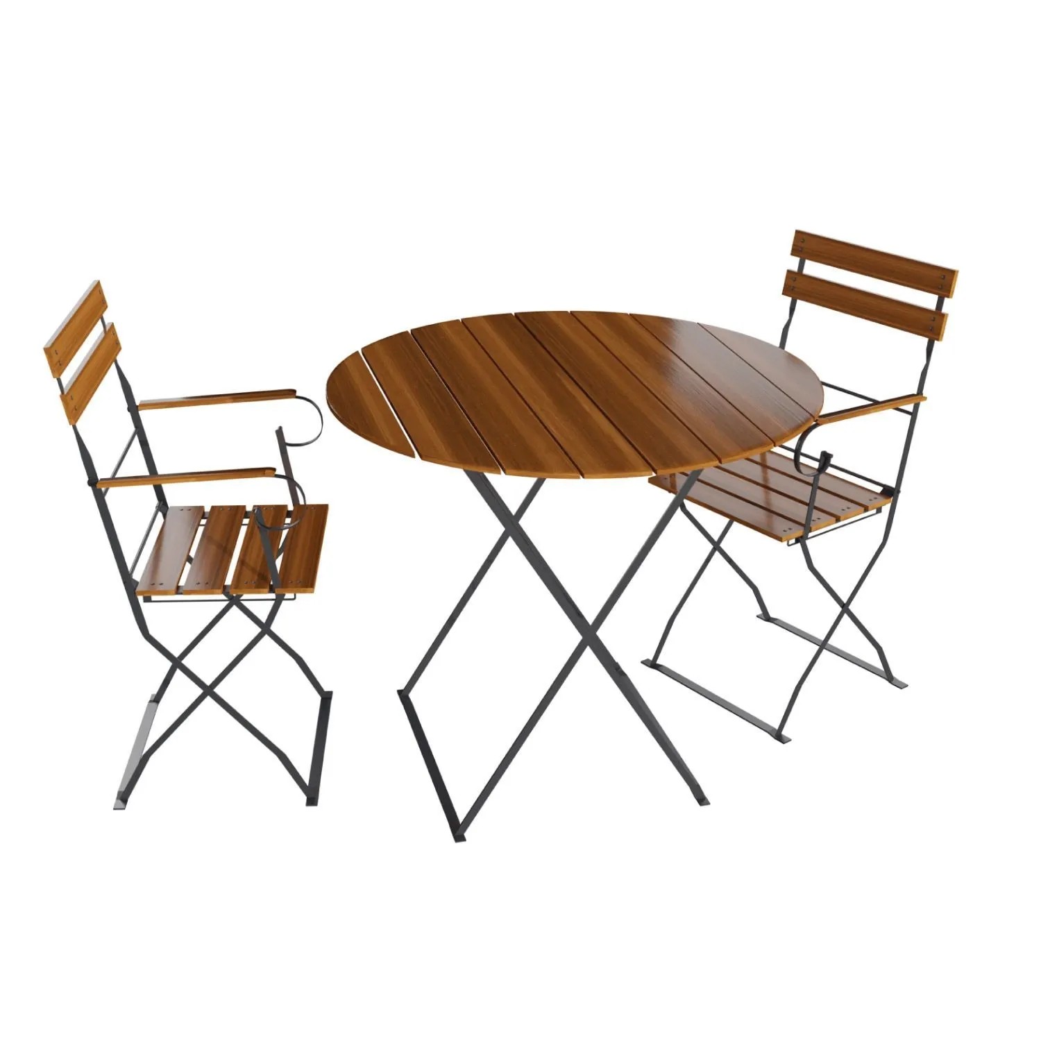 Lex Biergarten Set Sitzgruppe Biergartenmöbel  Stuhl Armlehnen Tisch Ø 80 cm 3tlg.