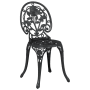 Schwarzer vidaXL Gartenstuhl aus Aluminium mit Rosenmuster, Teil eines 3-tlg. Bistro Sets.