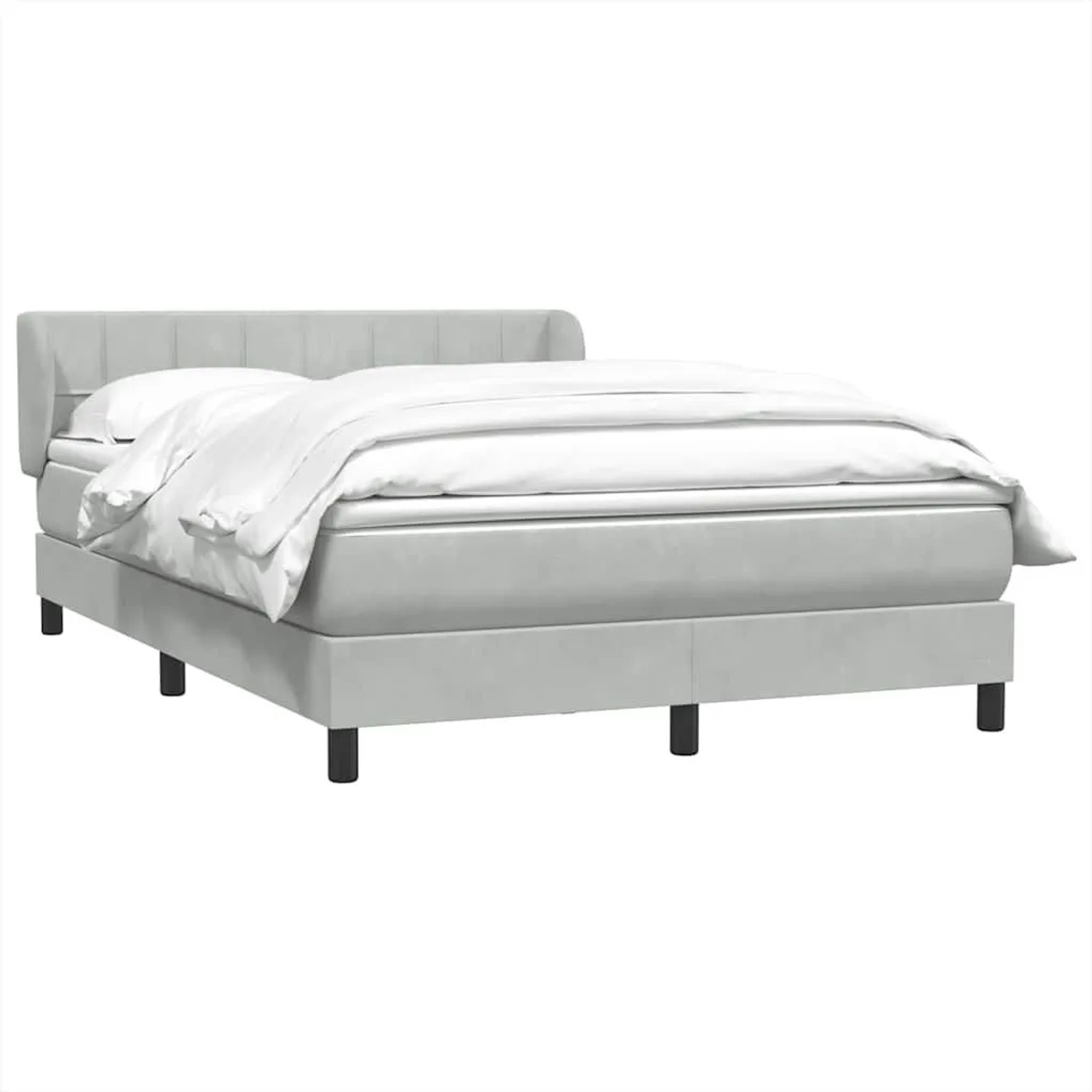 vidaXL Boxspringbett mit Matratze Hellgrau 160x210 cm Samt 3317529