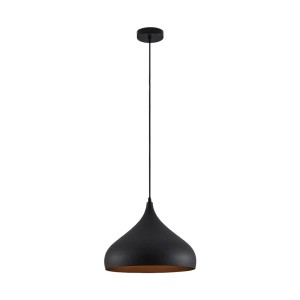 Moderne, schwarze Lindby Pendelleuchte Ritana aus Aluminium für Wohnzimmer mit E27 Fassung.