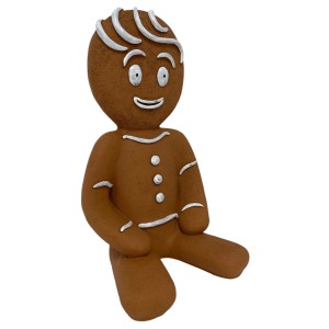 Sitzender Lebkuchenmann, 46 cm, aus Polyresin, Gartendeko für Weihnachten.