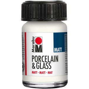 Marabu Starter-Set Porzellan- und Glasfarbe Matt Weiß, 15 ml Flasche.