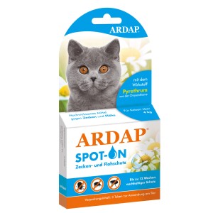 ARDAP Spot-On für Katzen über 4 kg: Zecken- und Flohschutz mit Pyrethrum, 3 Tuben.