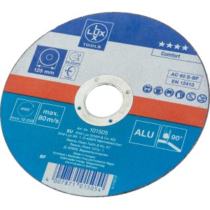 LUX Gewebe-Trennscheibe, 125 mm Durchmesser, für Winkelschleifer, zum Trennen von Aluminium.
