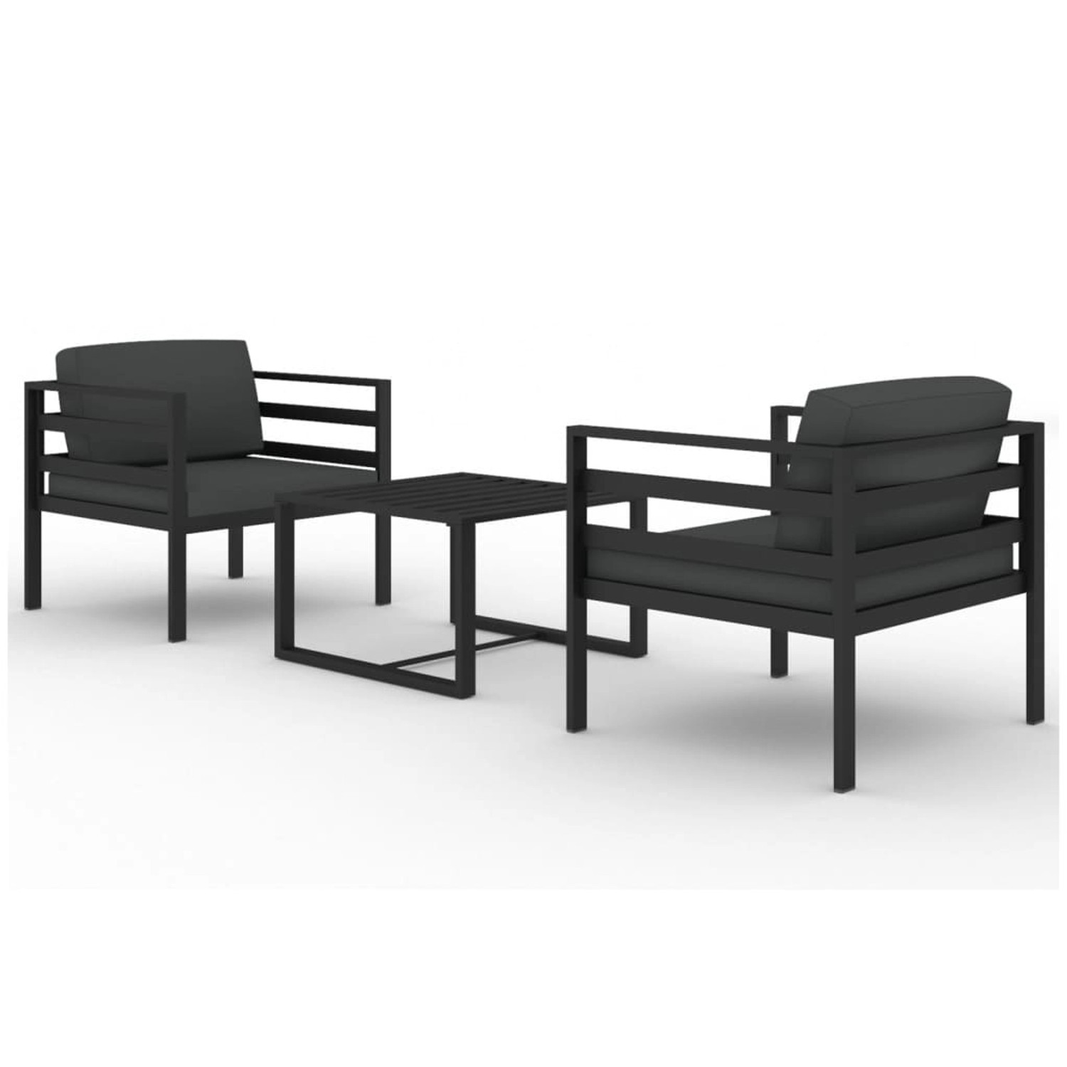 vidaXL 3-Tlg Garten-Lounge-Set mit Kissen Aluminium Anthrazit 3107780