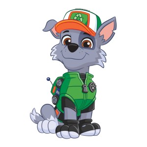 Wandtattoo: Paw Patrol Charakter Rocky in Grün/Grau, 8,5x15cm.