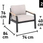Branford Lounge Sessel, 2er Set, Alu/Stahl, anthrazit/beige, mit Maßangaben