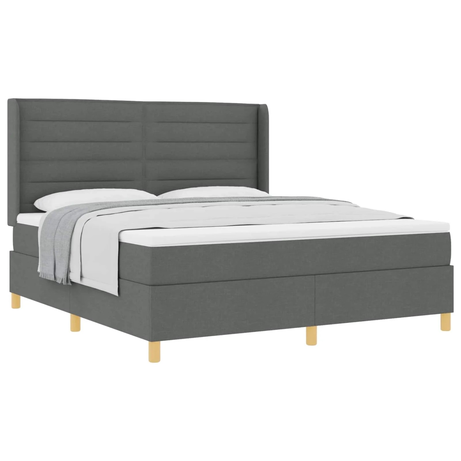 vidaXL Boxspringbett mit Matratze Dunkelgrau 180 x 200 cm Stoff 3341785