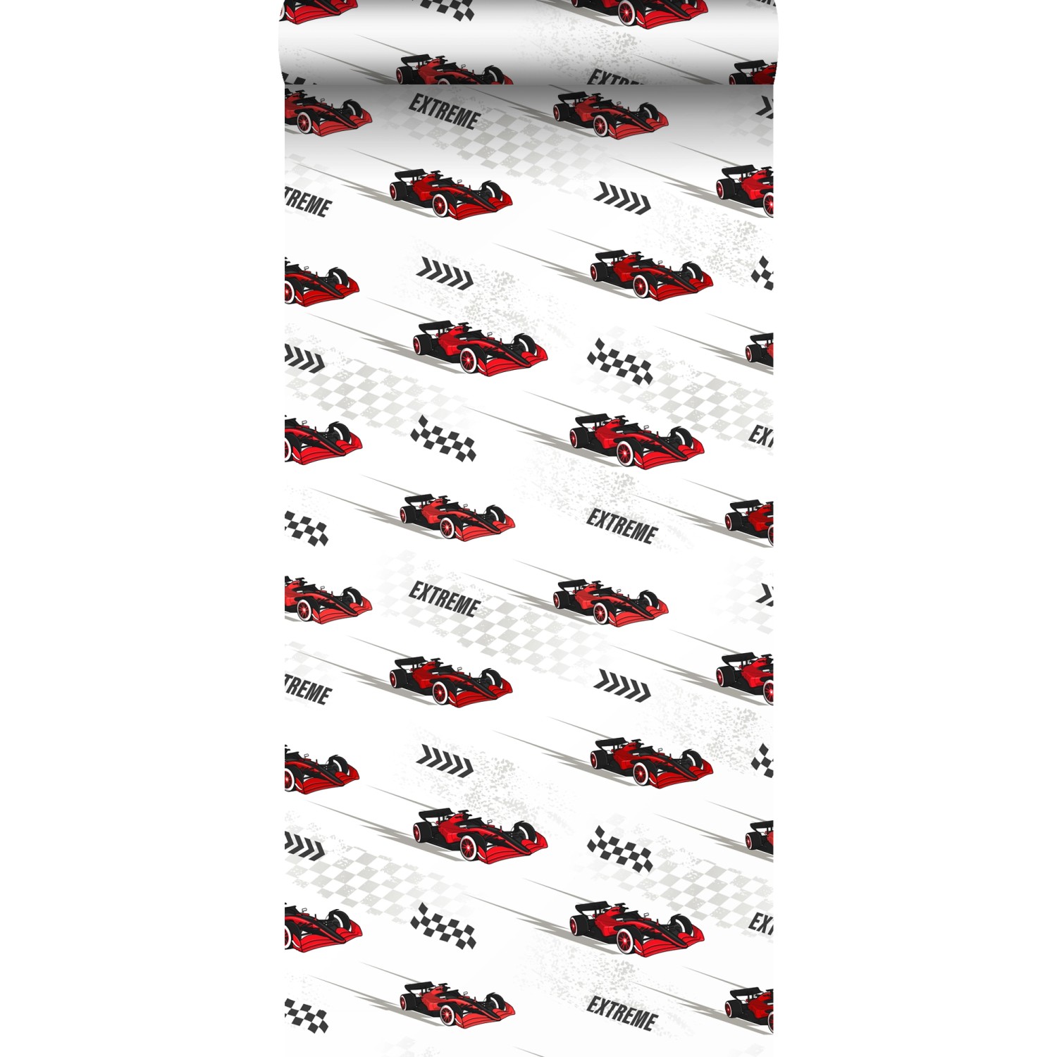 Sanders & Sanders Tapete Rennwagen Rot 50 x 900 cm günstig online kaufen