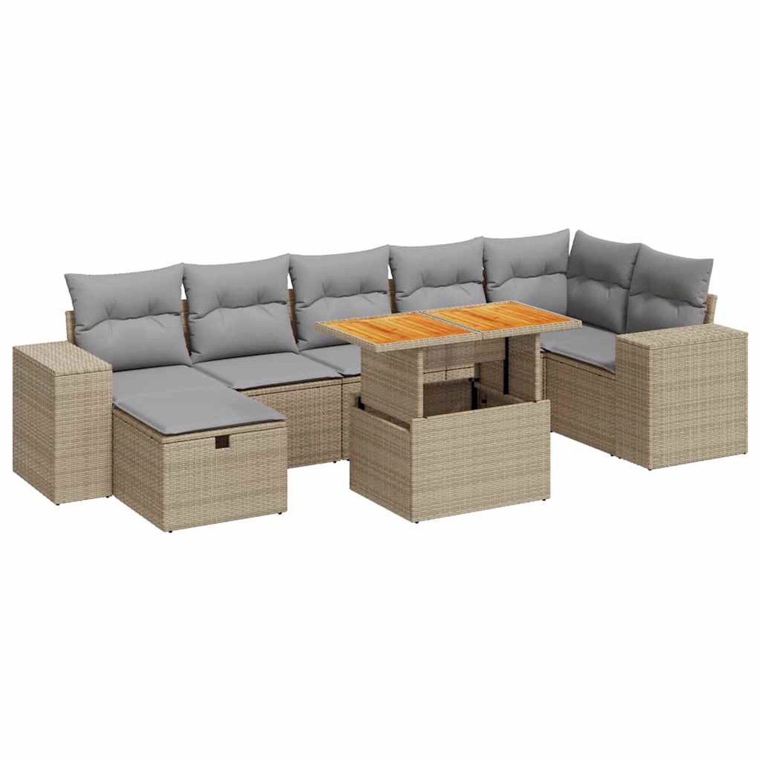 vidaXL 5-Tlg Garten-Sofagarnitur mit Kissen Beige Poly Rattan Akazie 332809 günstig online kaufen