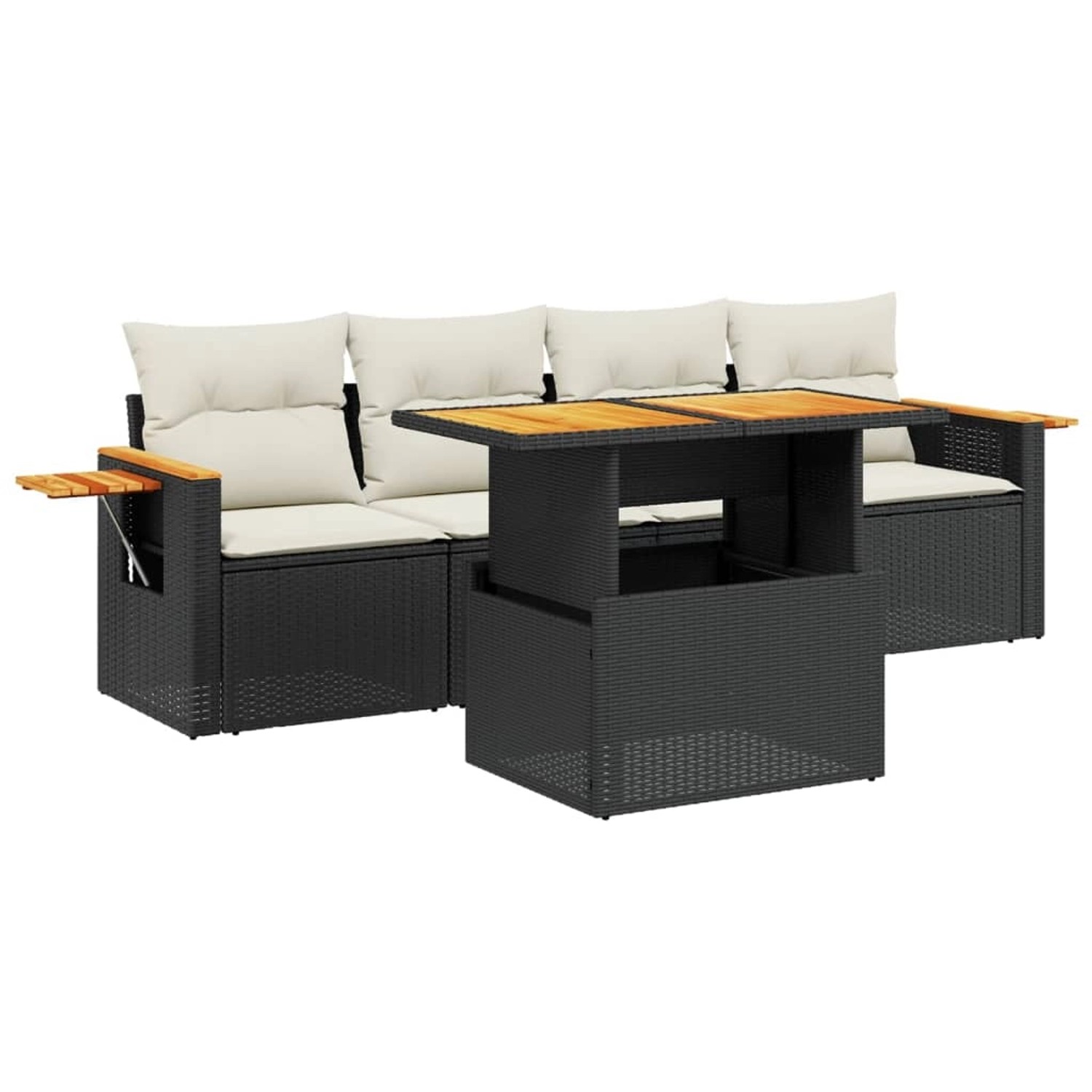 vidaXL 5-Tlg Garten-Sofagarnitur mit Kissen Schwarz Poly Rattan 3273394 günstig online kaufen