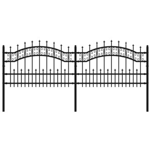 vidaXL Gartenzaun mit Speerspitze Schwarz 240 x 75 cm Pulverbeschichteter Stahl 151084