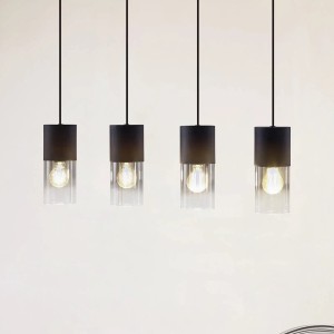 Lindby Pendelleuchte Svante 10030102 Modern in Alu aus Glas 4-flammig E27 Wohnzimmerleuchte