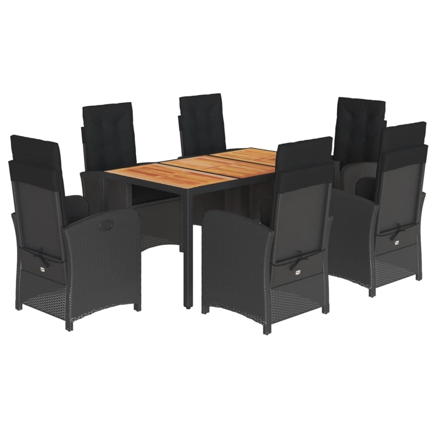 vidaXL 7-Tlg Garten-Essgruppe mit Kissen Schwarz Poly Rattan 3212235 günstig online kaufen