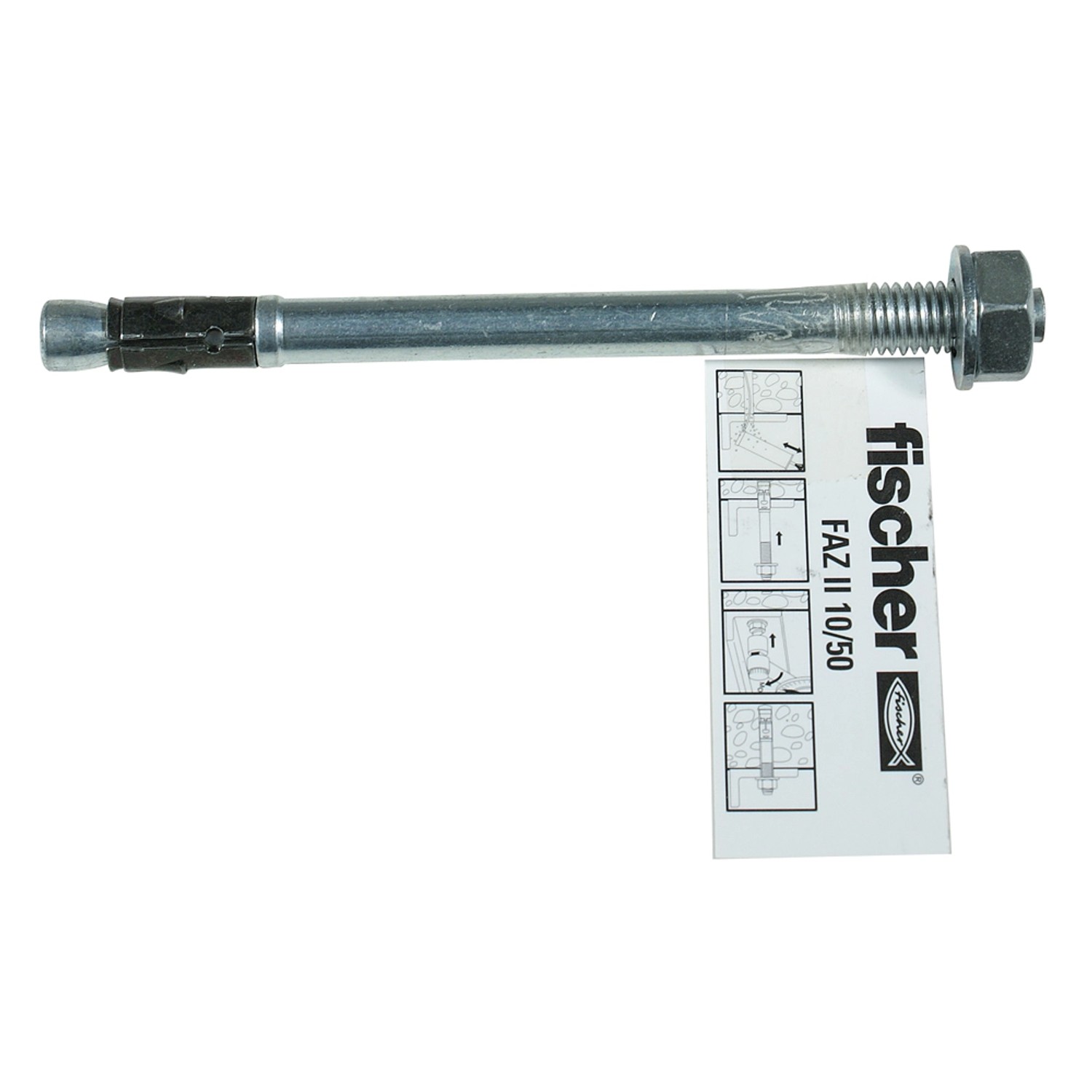 Fischer Bolzenanker FAZ II 10/50, Stahlanker mit Mutter und Hülse für sichere Befestigungen.