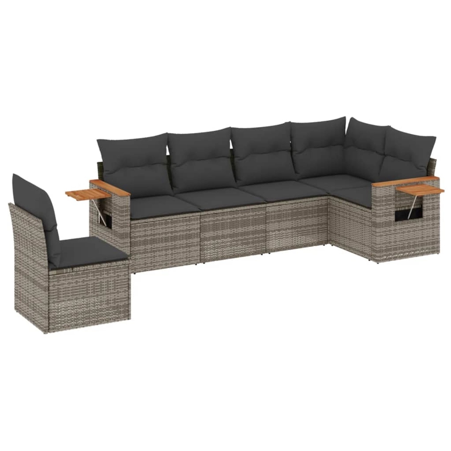 Thumbnail - vidaXL 6-Tlg Garten-Sofagarnitur mit Kissen Grau Poly Rattan 3259260