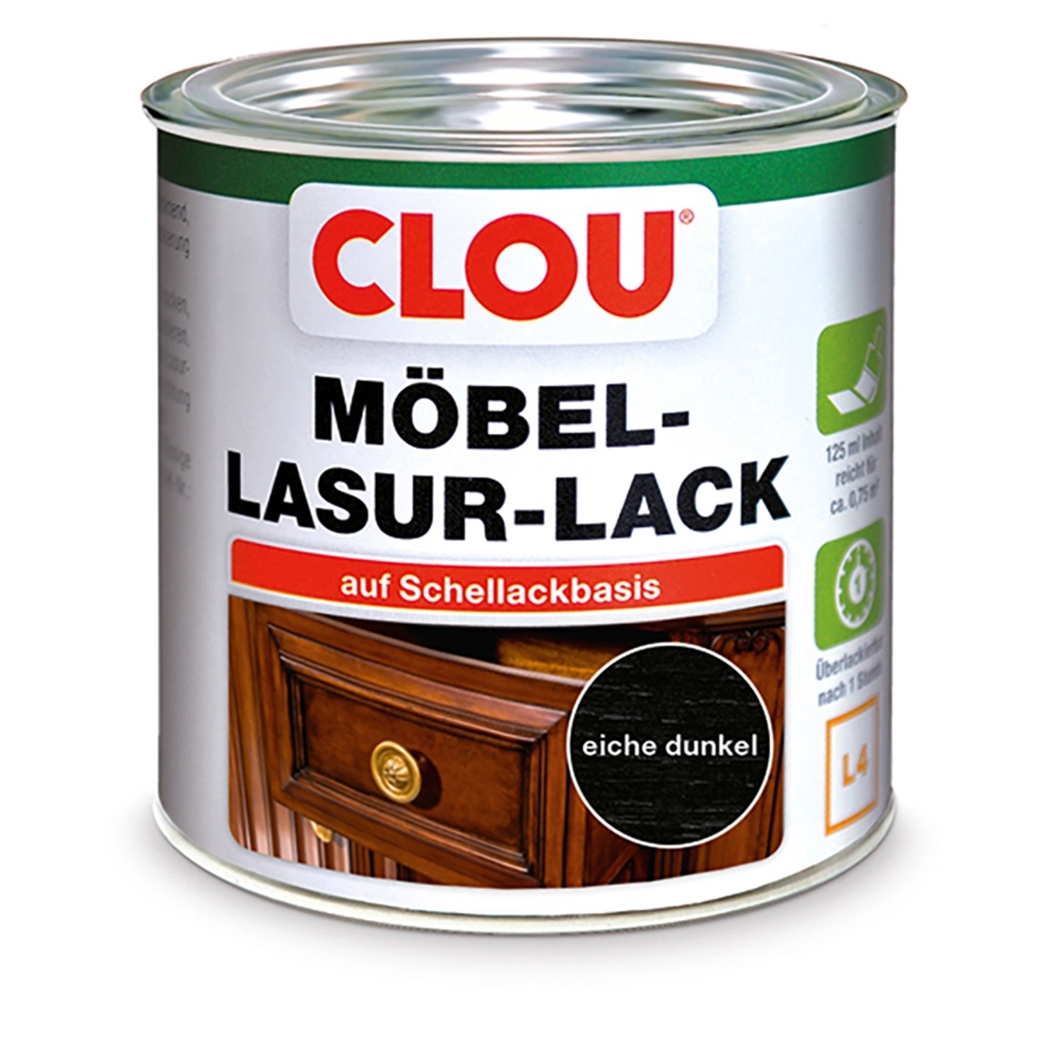 Clou Möbel-Lasur-Lack L4 Eiche dunkel 125 ml