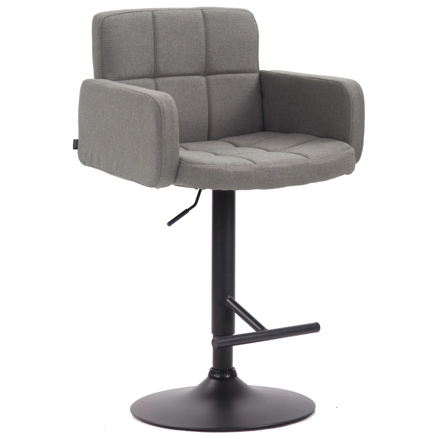 DELUKE Barhocker SUTUN Stoff Grau 60x56x93cm Schwarz Barstuhl Höhenverstellbar Mit Lehne Drehbar Tresenhocker Tresenstuh...