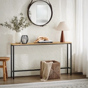 Schmaler SoBuy Konsolentisch 120x65x20cm mit Holzplatte und schwarzen Metallbeinen. Ideal für Flur oder Wohnzimmer.