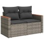 Graue vidaXL Garten-Sofagarnitur aus Rattan mit Kissen. Bequeme Gartenmöbel für Terrasse und Garten.