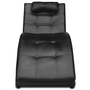 Schwarze vidaXL Chaiselongue aus Kunstleder mit Kissen, Modell 2.
