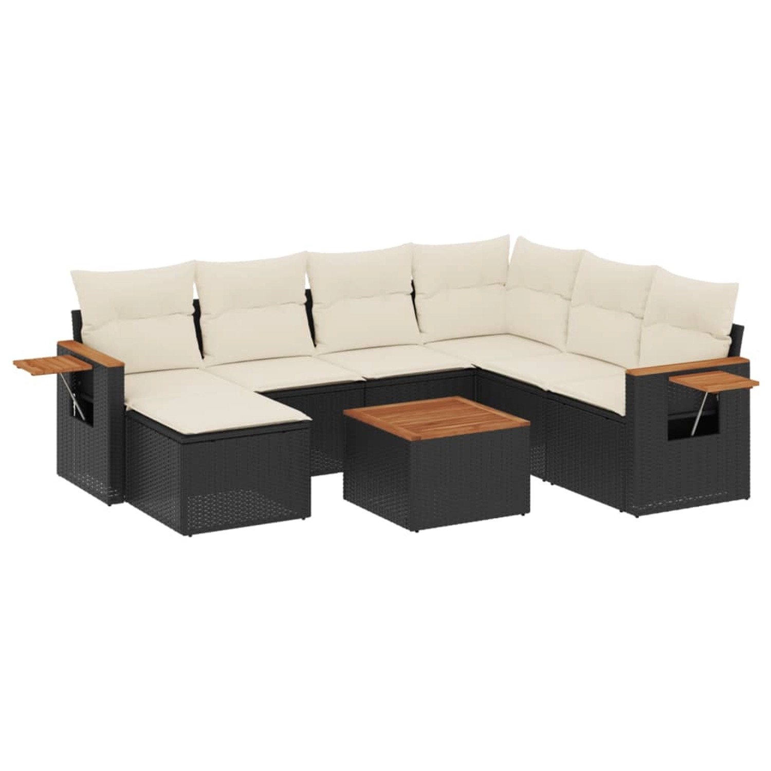 vidaXL 8-Tlg Garten-Sofagarnitur mit Kissen Schwarz Poly Rattan 3259452 günstig online kaufen