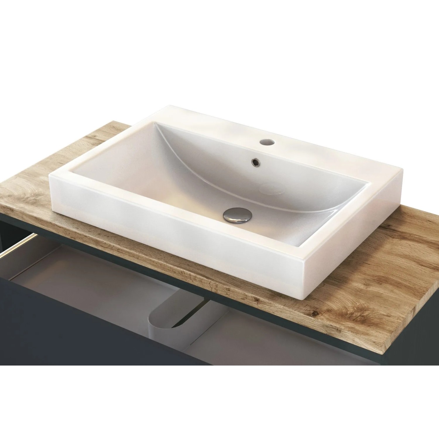 Held Möbel Einzelwaschtisch Ferrara, 100 cm, Grau Matt, mit Softclose und Keramikwaschbecken.