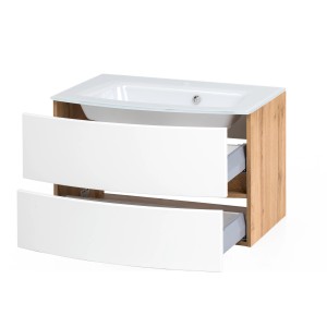 Held Möbel Einzelwaschtisch Salerno 80 cm, weiß matt, mit zwei Schubladen und Softclose.