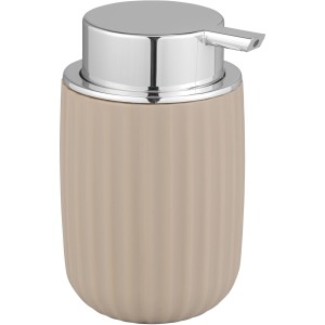 Beiger Wenko Seifenspender Agropoli mit Rillenstruktur und Chrom-Pumpe, 250 ml.