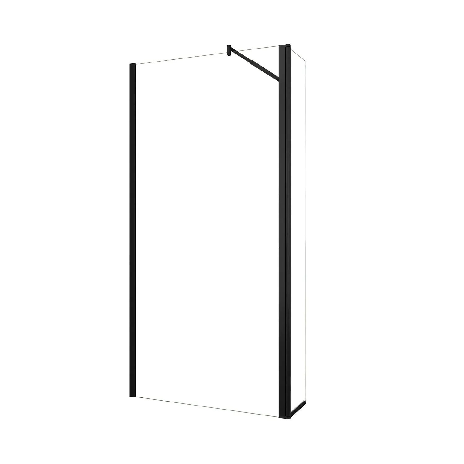 AICA Walk In Dusche 60x200cm Duschwand 8mm NANO ESG Glas Mit Stabilisatoren + Flipper Panel 30x200cm Schwarz Alu F123B