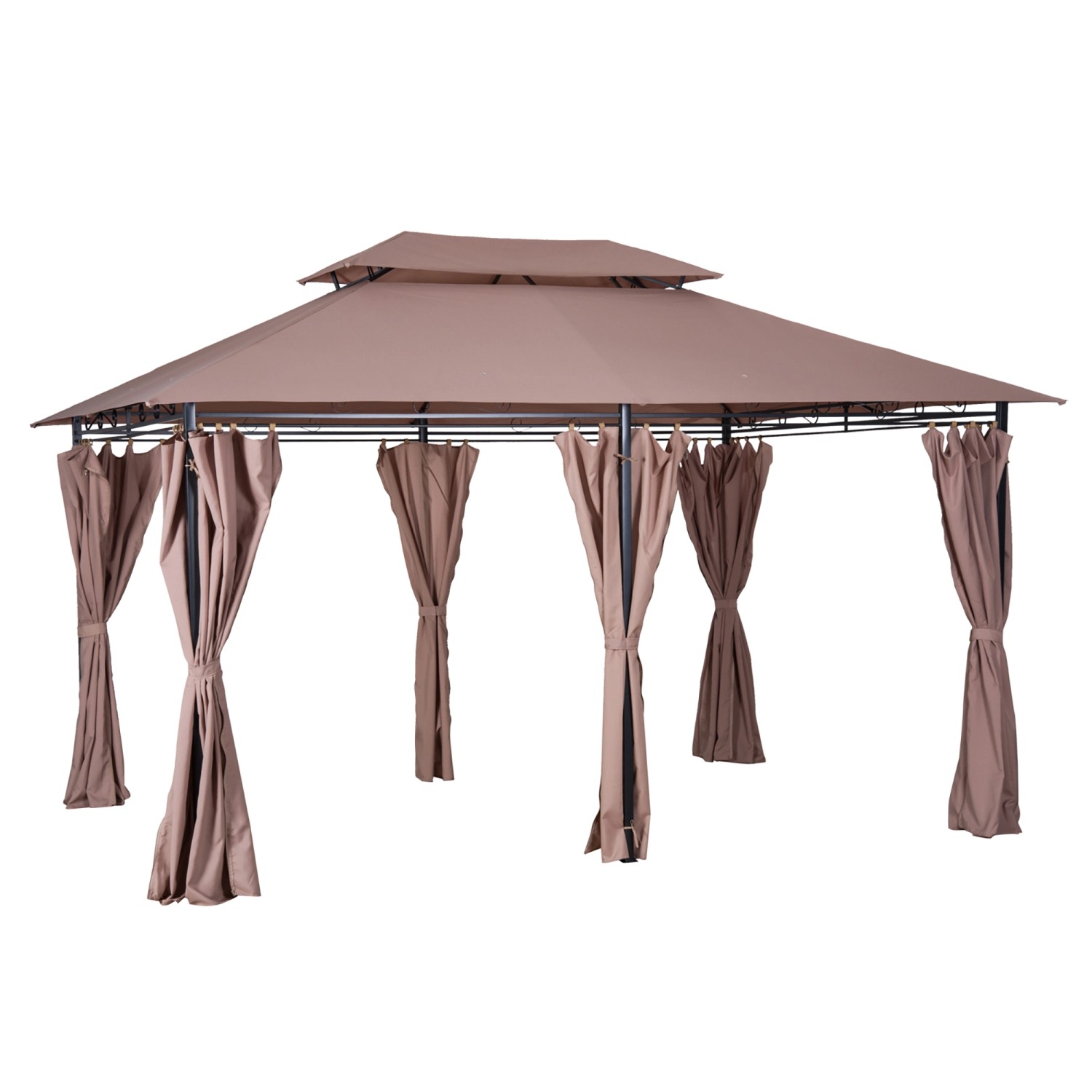 Outsunny Pavillon Stahl Polyester-Gewebe Khaki 300L x 400B x 280H cm günstig online kaufen