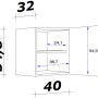 Technische Zeichnung: Flex-Well Classic Oberschrank Florida, 40x55 cm, Sonoma Eiche, mit Maßen.