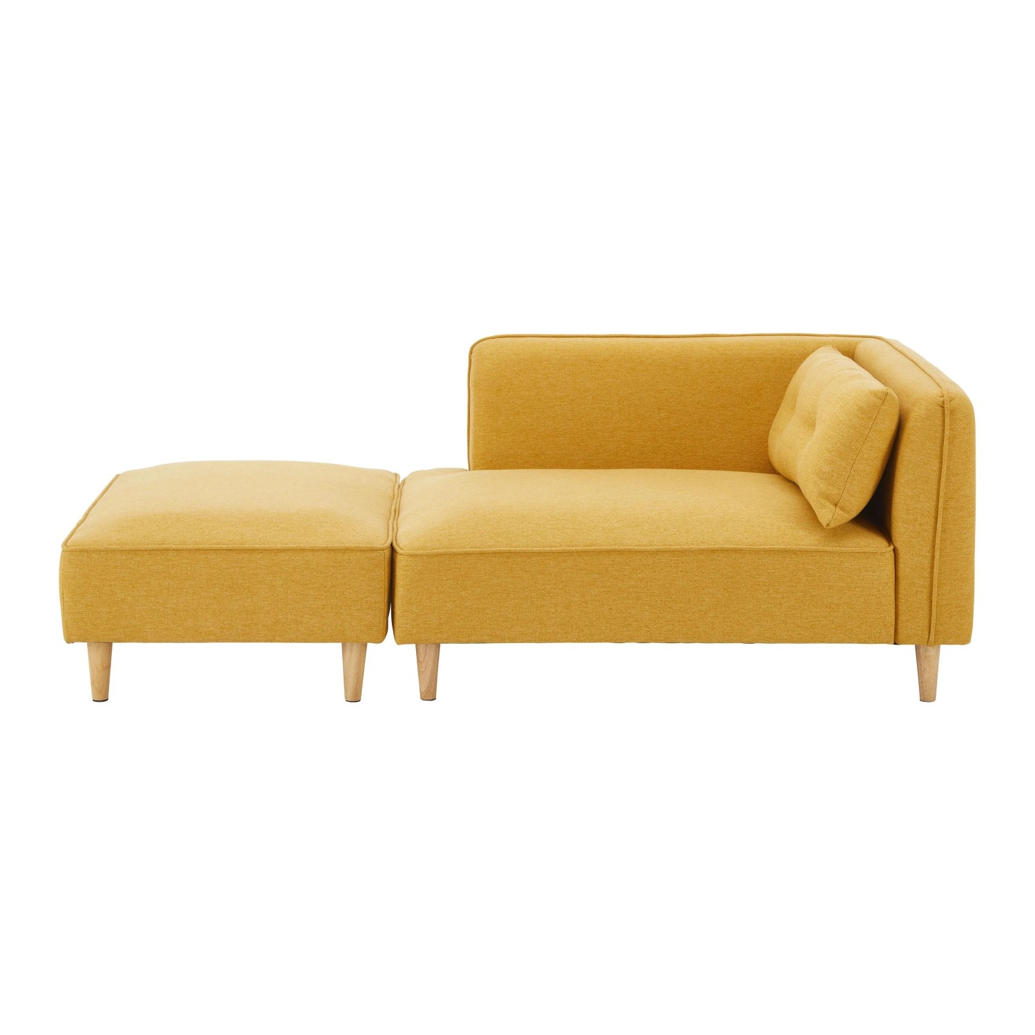 Bessagi Home Sofa Fanny Gelb Leinenoptik mit Hocker