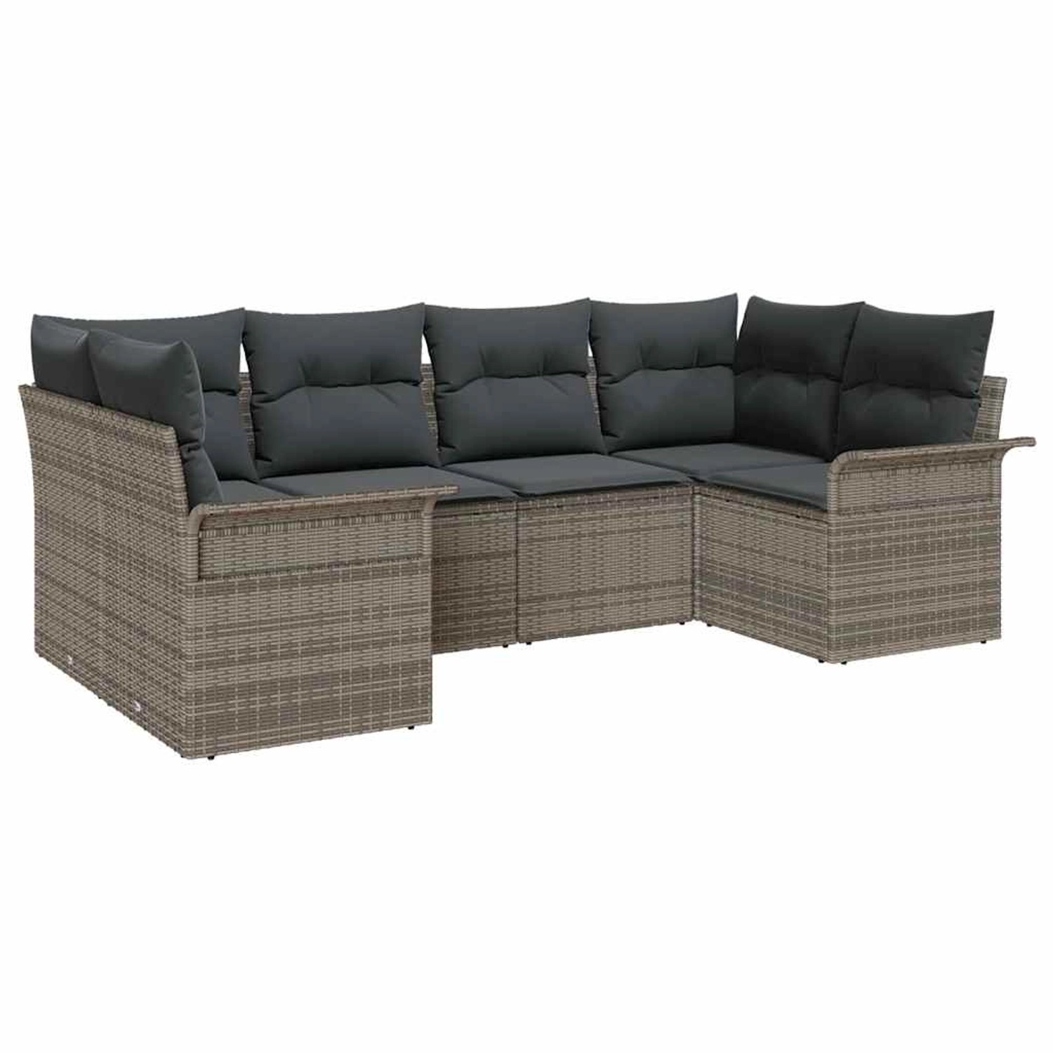 vidaXL Garten-Sofa-Set mit Kissen mit Speicher 6-Tlg Grau Poly Rattan 33541 günstig online kaufen