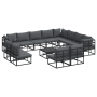 vidaXL Garten-Sofa-Set, 13-teilig, schwarz, mit Aluminiumrahmen und anthrazitfarbenen Kissen.