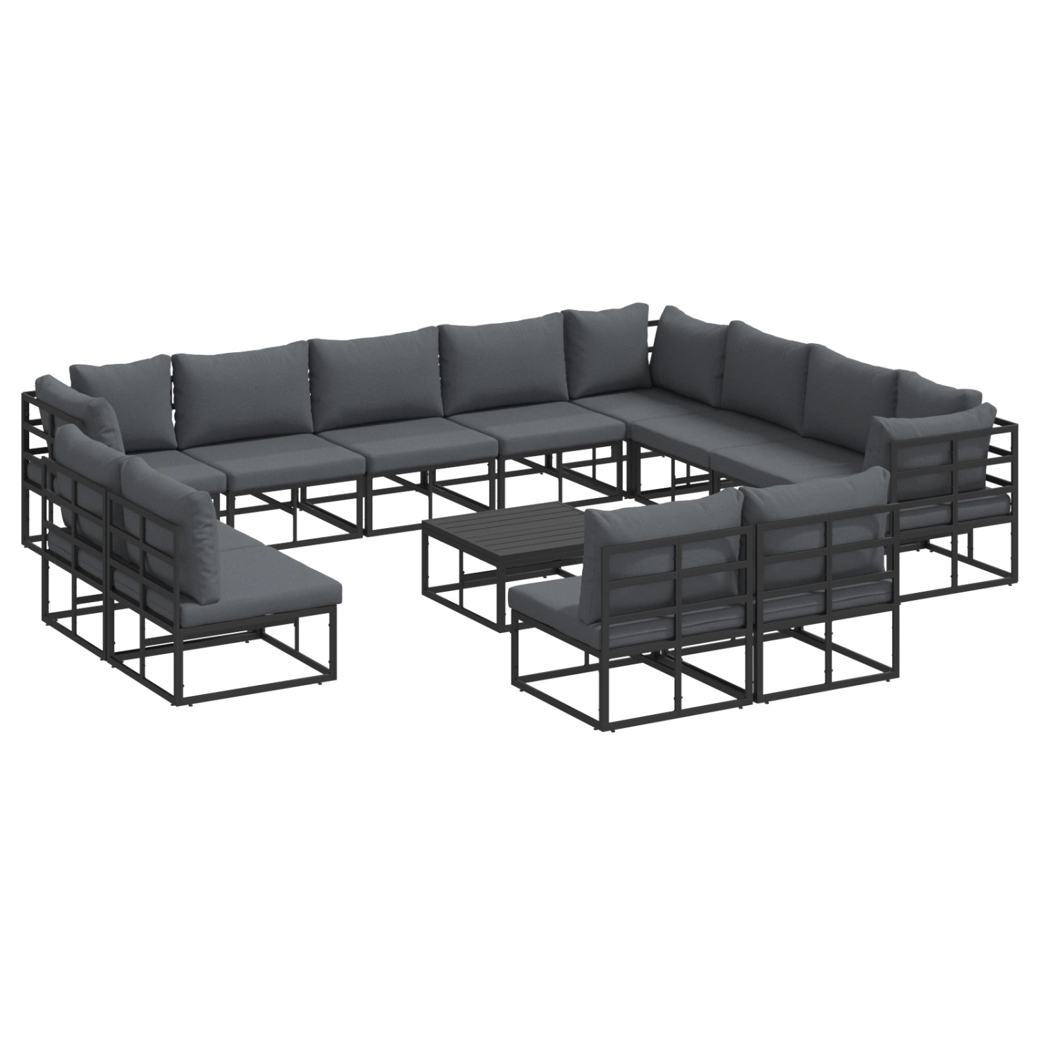 vidaXL Garten-Sofa-Set mit Kissen 13-Tlg Schwarz Aluminium 3378929 günstig online kaufen