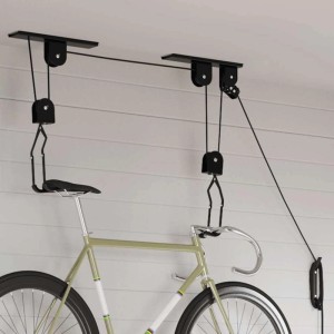vidaXL Fahrradlift zur Deckenmontage, 2er Set, max. 20 kg. Fahrrad hängt an der Decke.