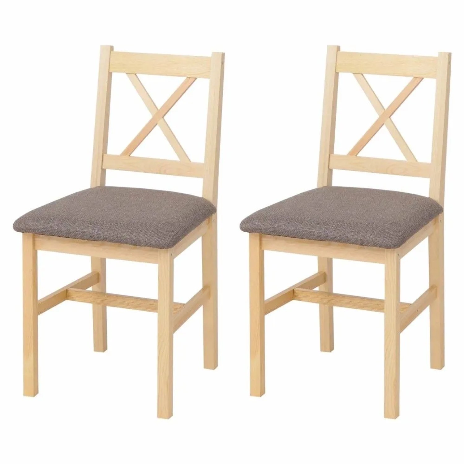 MCW Esszimmerstuhl F77 2er-Set Natur Polster Grau