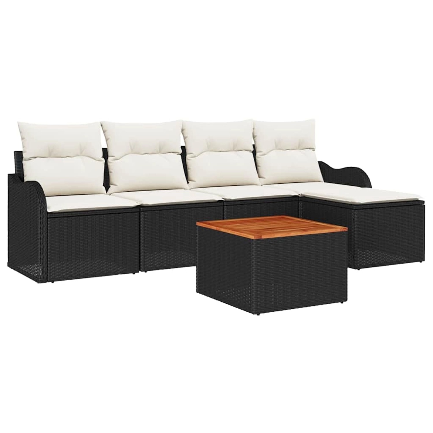 vidaXL Garten-Sofa-Set 6-Tlg Schwarz Poly Rattan 3347439 günstig online kaufen