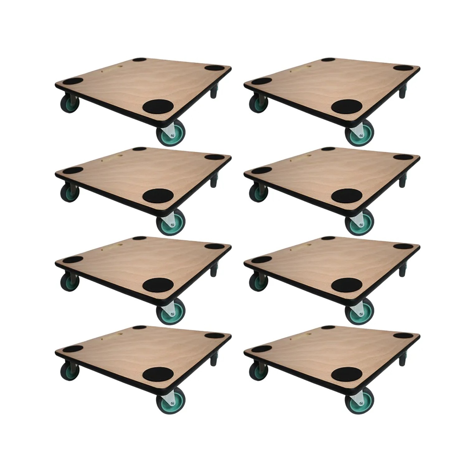 PROREGAL MegaDeal 8x Transportroller 4 Rollen HxBxT 11,5x50x50 cm Traglast 150kg Sperrholzplatte