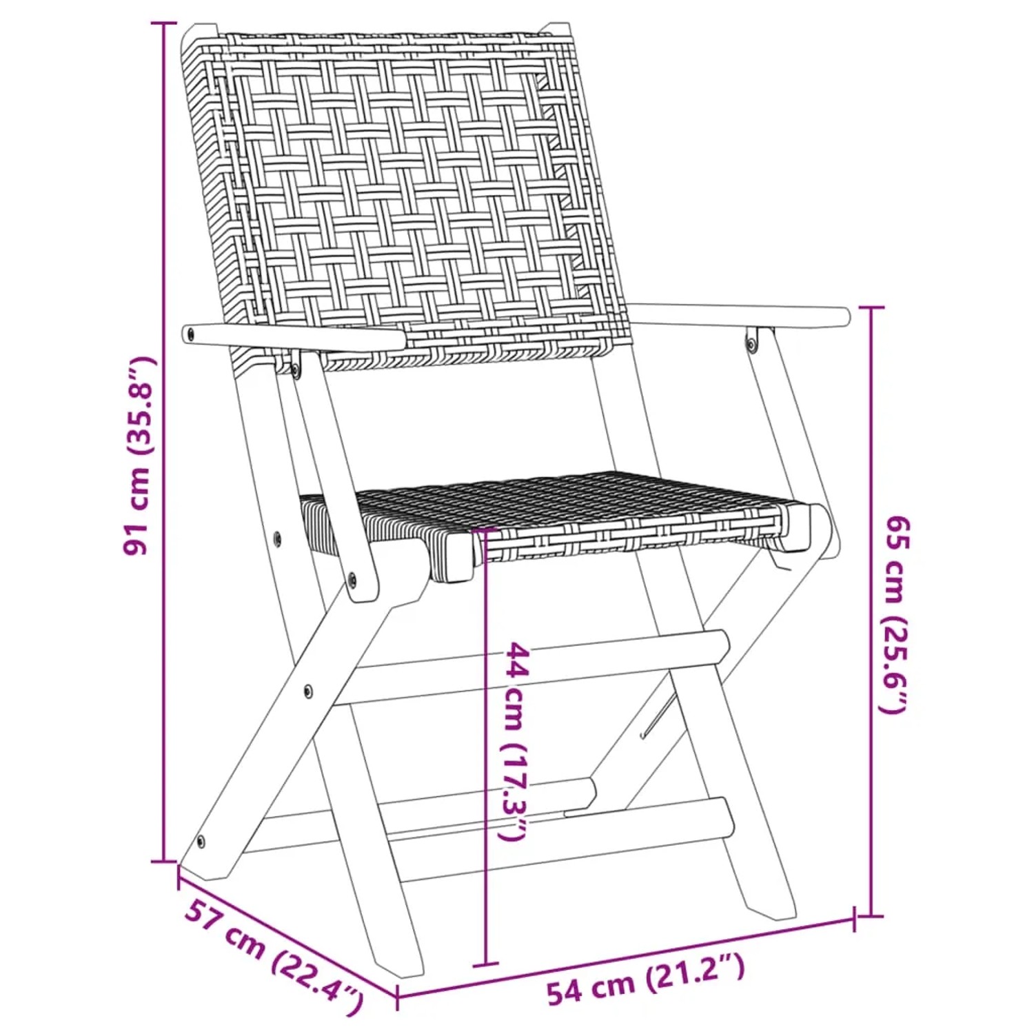Beiger Gartenstuhl aus Polyrattan und Akazienholz, Teil der 5-tlg. Essgruppe vidaXL.