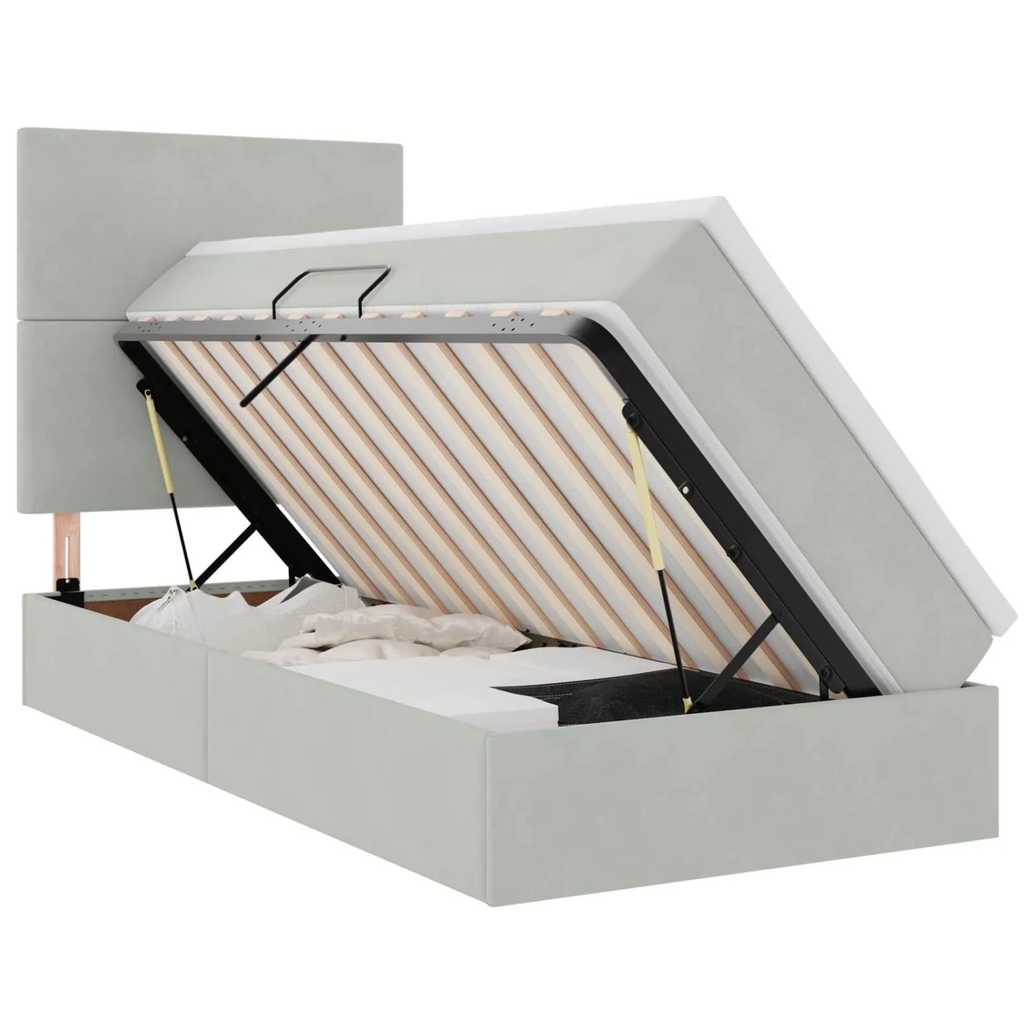 vidaXL Aufbewahrungsbett mit Matratze Hellgrau 100 x 200 cm Samt 3371949