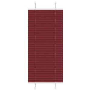 Bordeauxrotes Plissee 65x100 cm aus Polyester, gefaltet, mit weißen Schienen. Ideal für Fenster als Sicht- und Sonnenschutz.
