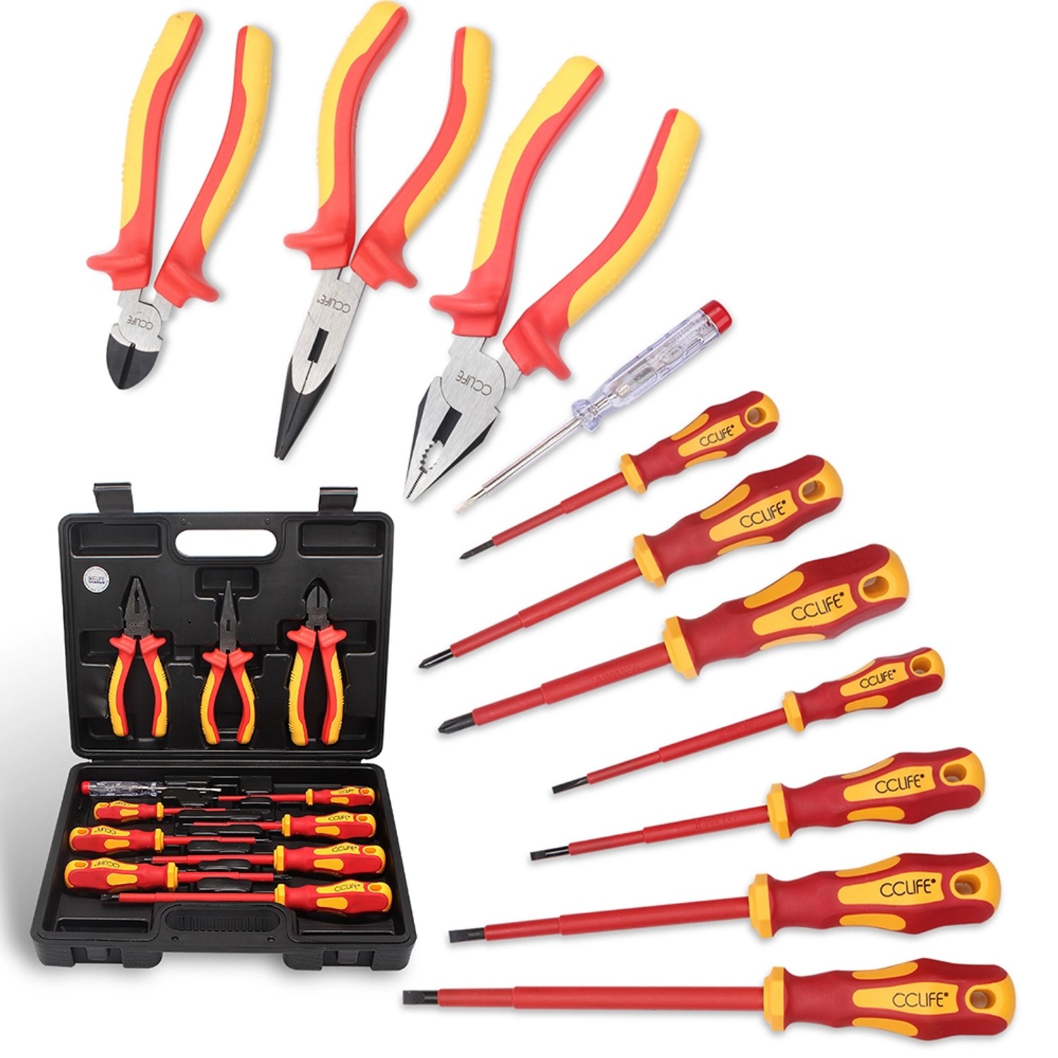 CCLIFE 11tlg Elektriker VDE Schraubendreher Zangen Set Isoliert Elektro Sch günstig online kaufen