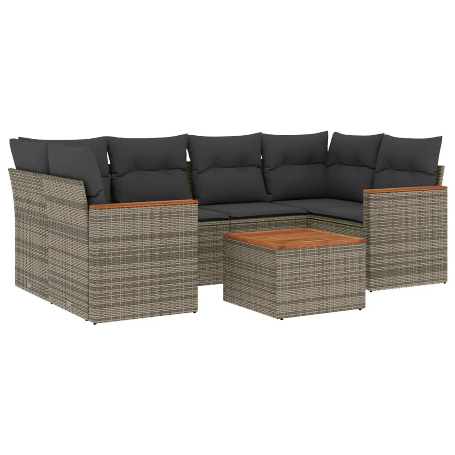 vidaXL 7-Tlg Garten-Sofagarnitur mit Kissen Grau Poly Rattan 3258203 günstig online kaufen