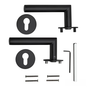 SOTECH Türdrückergarnitur THORE Edelstahl SS304 Flachrosetten Magnetische Cliptechnik Profilzylinder PZ Schwarz Galvanisiert mit Befestigungsmaterial