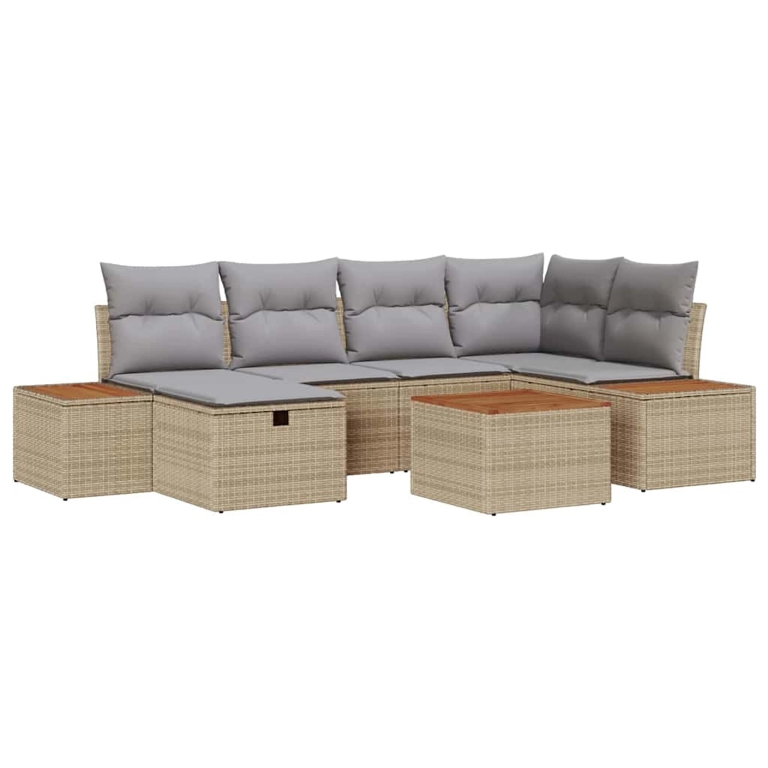 vidaXL Garten-Sofa-Set mit Kissen 7-Tlg Beige Poly Rattan 3359637 günstig online kaufen