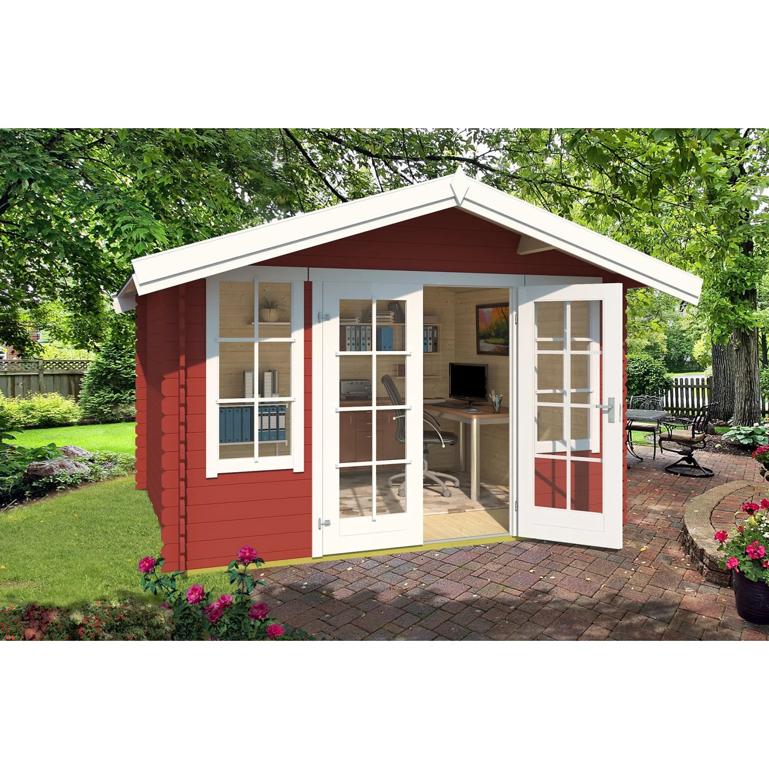 Lasita Gartenhaus Robin 280 Schwedenrot 330 cm x 280 cm